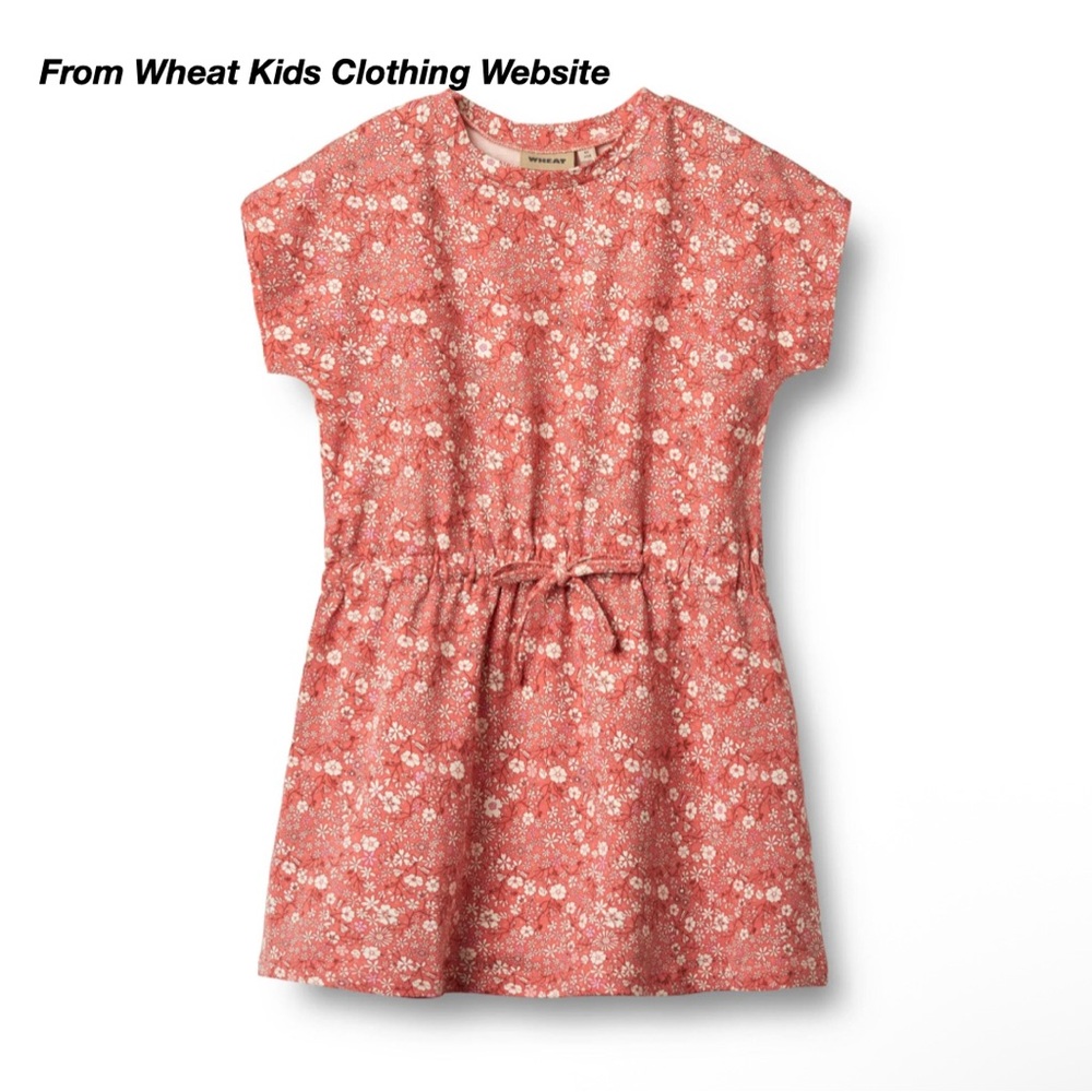 NWT: WHEAT MARIBEL JERSEY DRESS IN CORAL FLOWERS (3Y)